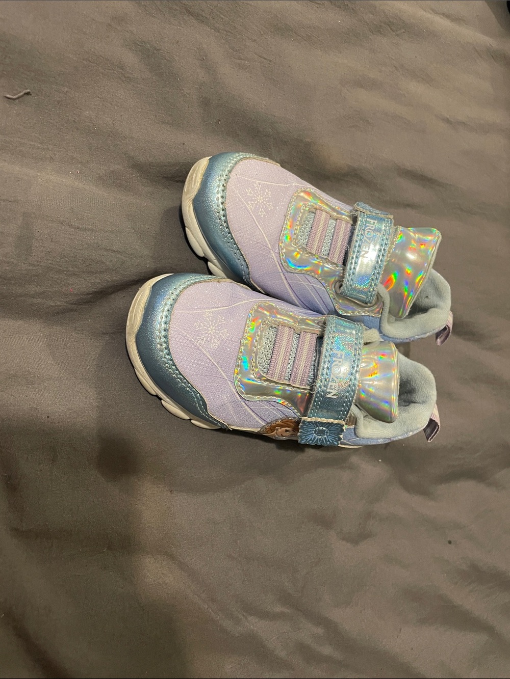 Disney Girls Lavender and Light Blue Iridescent Strap Sneakers